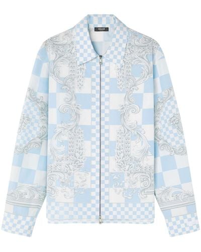 Versace Shirtjack Met Barokprint - Blauw
