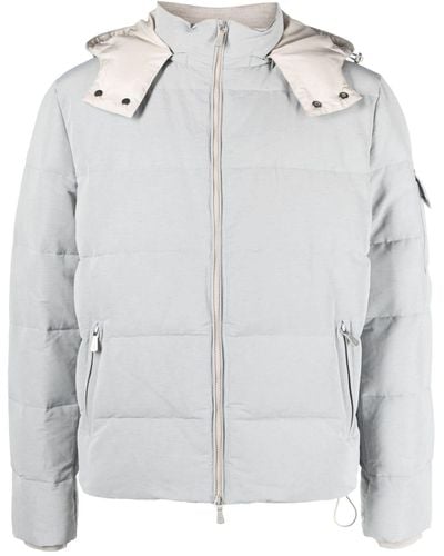 Eleventy Hooded Zip-up Padded Jacket - Grey