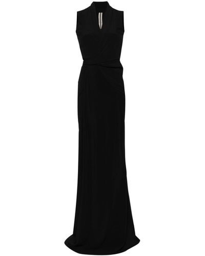 Rick Owens Crepe Wrap Maxi Dress - Black