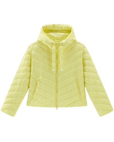 Woolrich Hooded Chevron-quilted Puffer Jacket - Yellow