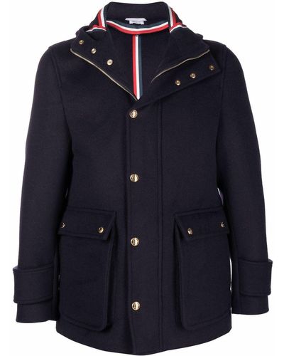 Thom Browne Parka con capucha y cremallera - Azul