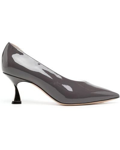 Casadei Pointed-toe High-shine Finish Pumps - Grey