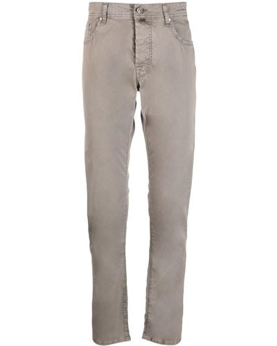 Jacob Cohen Logo-patch Slim-cut Pants - Grey