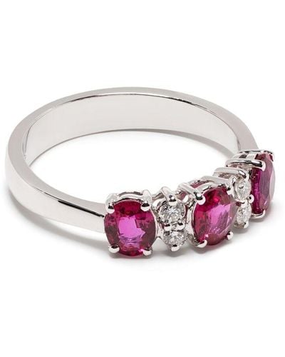 Leo Pizzo 18kt Eternity Weißgoldring mit Diamanten - Pink
