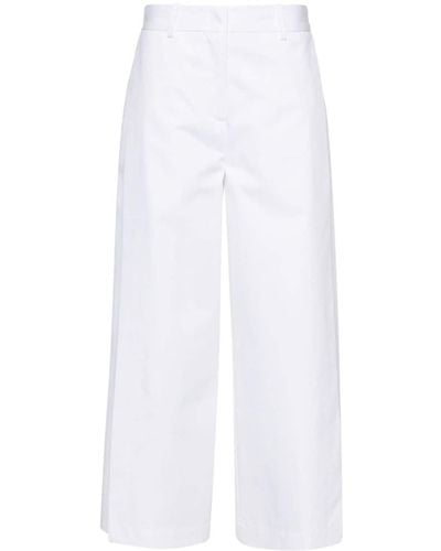 Semicouture Side-slits Cotton Cropped Trousers - White