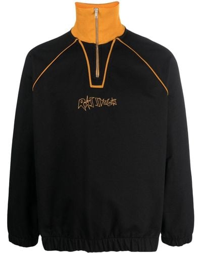 Rassvet (PACCBET) Slogan-embroidered Zipped Cotton Sweatshirt - Black