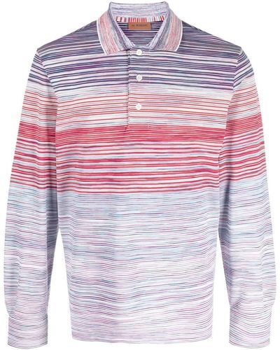 Missoni Stripe-print Long-sleeved Polo Shirt - Red