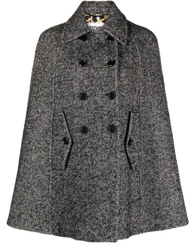 Moschino Tweed Double-breasted Cape - Black