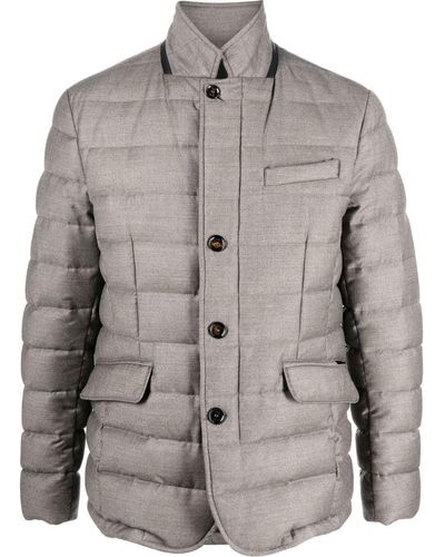 Moorer Button-down Padded Jacket - Natural