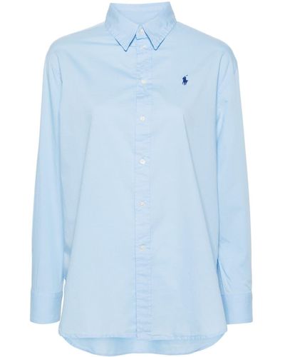Polo Ralph Lauren Polo-pony-embroidery Cotton Shirt - Blue