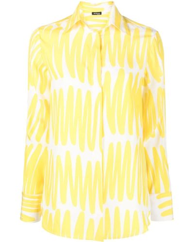 Kiton Camisa con motivo en zigzag - Amarillo