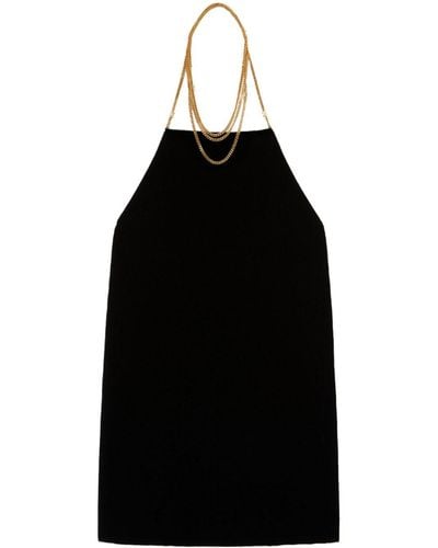 Palm Angels Chain-embellished Velvet Halterneck Dress - Black