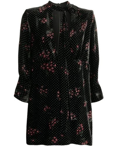 DSquared² Floral-pattern Velvet Minidress - Black