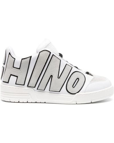 Moschino Logo-lettering Leather Sneakers - White