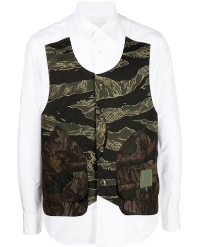 Fumito Ganryu Overhemd Met Camouflageprint - Groen