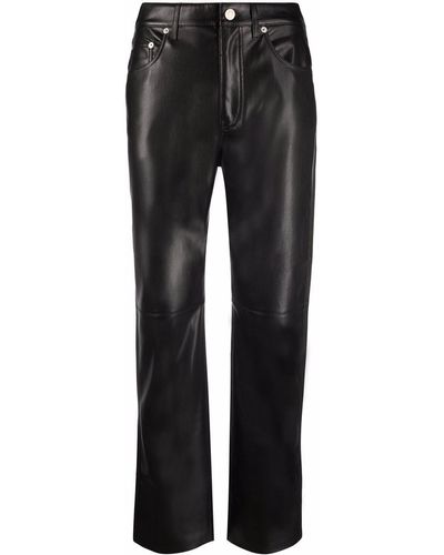 Nanushka Faux-leather Cropped Straight-leg Pants - Black