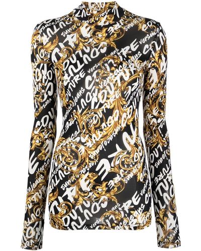 Versace Jeans Couture Logo-print Long-sleeve Top - Black