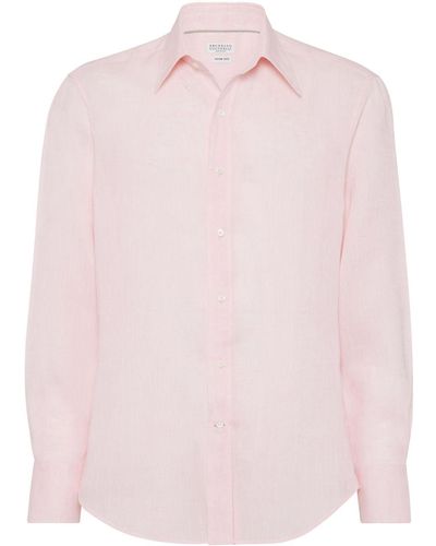 Brunello Cucinelli Long-sleeve Linen Shirt - Pink