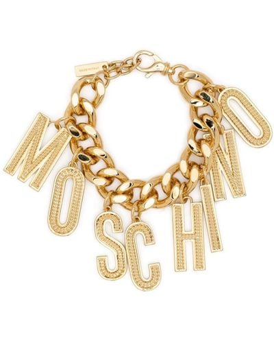 Moschino Logo-lettering Cuban-chain Bracelet - Metallic