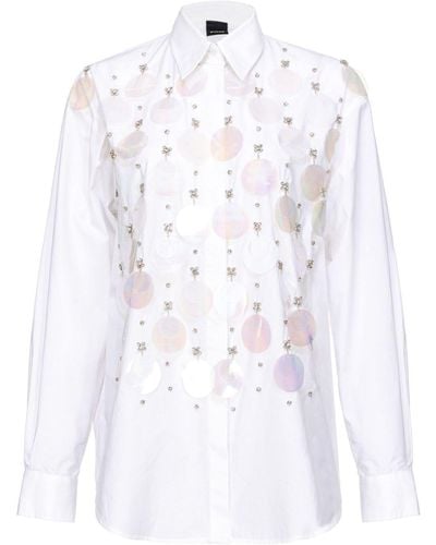 Pinko Camisa con detalles de strass - Blanco