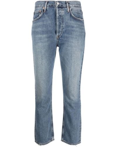 Agolde Riley High-waisted Cropped Jeans - Blue