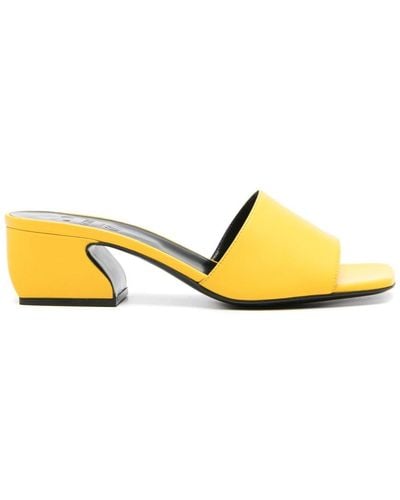 Sergio Rossi 52mm Leather Mules - Yellow