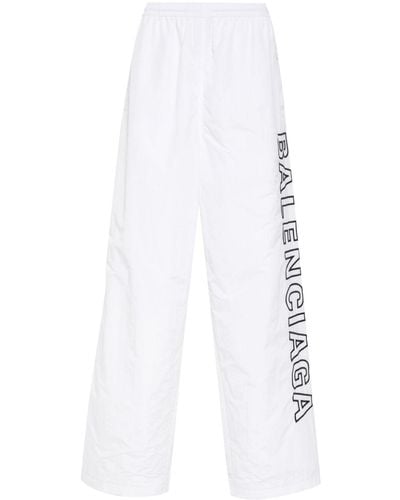Balenciaga Pantalones de chándal con logo bordado - Blanco