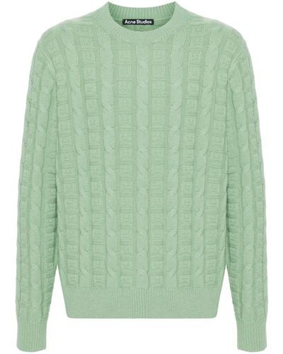 Acne Studios Face-effect Cable-knit Sweater - Green