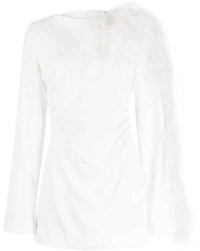 Rachel Gilbert Reina Feather-trim Minidress - White