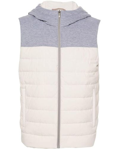 Peserico Hooded Quilted Gilet - Blue