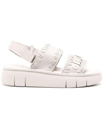 Mou Bounce Suede Flatform Sandals - White