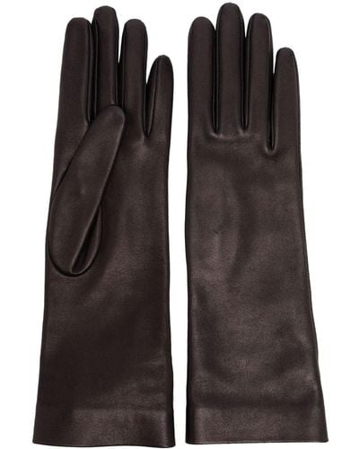 Saint Laurent Full-Finger Design Leather Gloves - Black