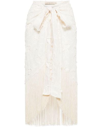 Just BEE Queen Vera Fringed Wrap Skirt - Natural