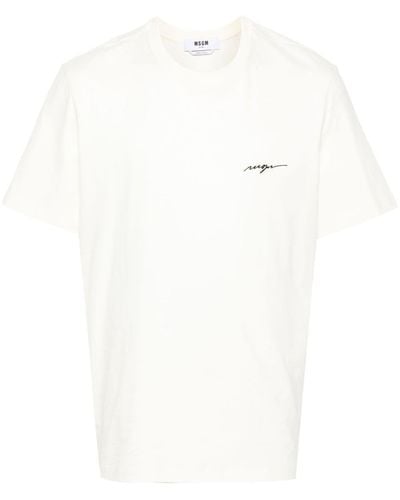 MSGM Embroidered-logo Cotton T-shirt - White