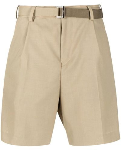 Sacai Belted-waist Bermuda Shorts - Natural
