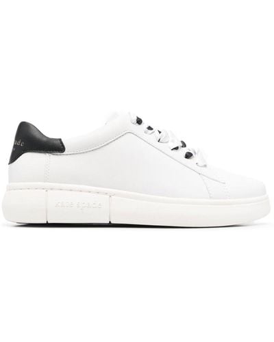 Kate Spade Polka-dot Lace Leather Trainers - White