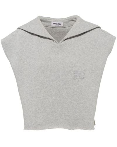 Miu Miu Sleeveless Cropped Sweatshirt - Gray