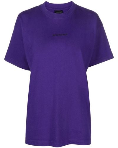 Balenciaga Logo-print Cotton T-shirt - Purple