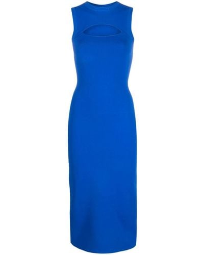 Victoria Beckham Robe mi-longue à design sans manches - Bleu