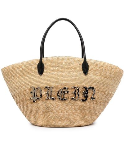 Philipp Plein Gothic Plein Woven Basket Bag - Natural