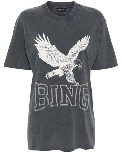 Anine Bing Lili Retro Eagle T- Shirt Black In Cotton