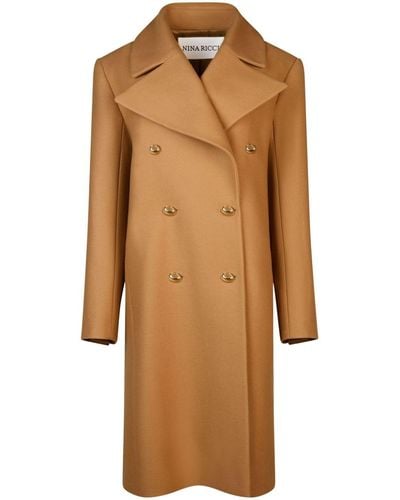 Nina Ricci Double-breasted Long Coat - Brown