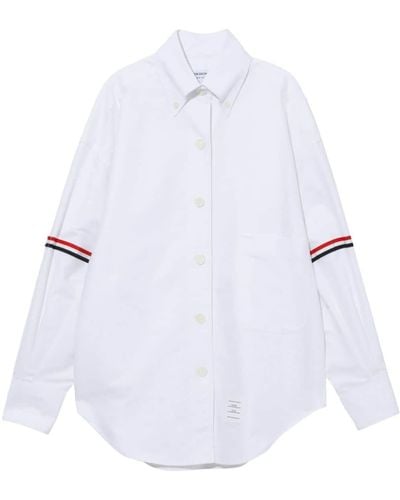 Thom Browne Button-collar Grosgrain Armband Shirt - White
