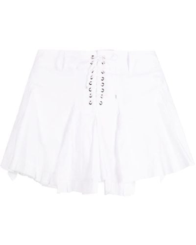 Ludovic de Saint Sernin Lace-up Cotton Miniskirt - White