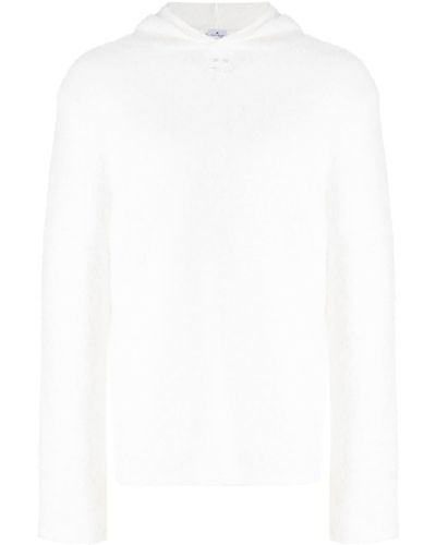 Courreges Brushed-effect Round-neck Hoodie - White