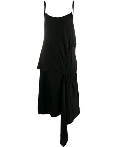 Colville Drawstring Cut-out Satin Dress - Black