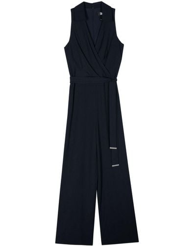 DKNY Spread-collar Wide-leg Jumpsuit - Blue