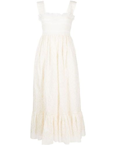 Gucci Vestido midi con bordado inglés - Blanco