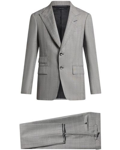 Tom Ford Costume boutonné à carreaux - Gris