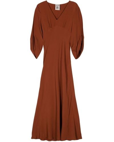 Semicouture Cold-shoulder Crepe Maxi Dress - Brown